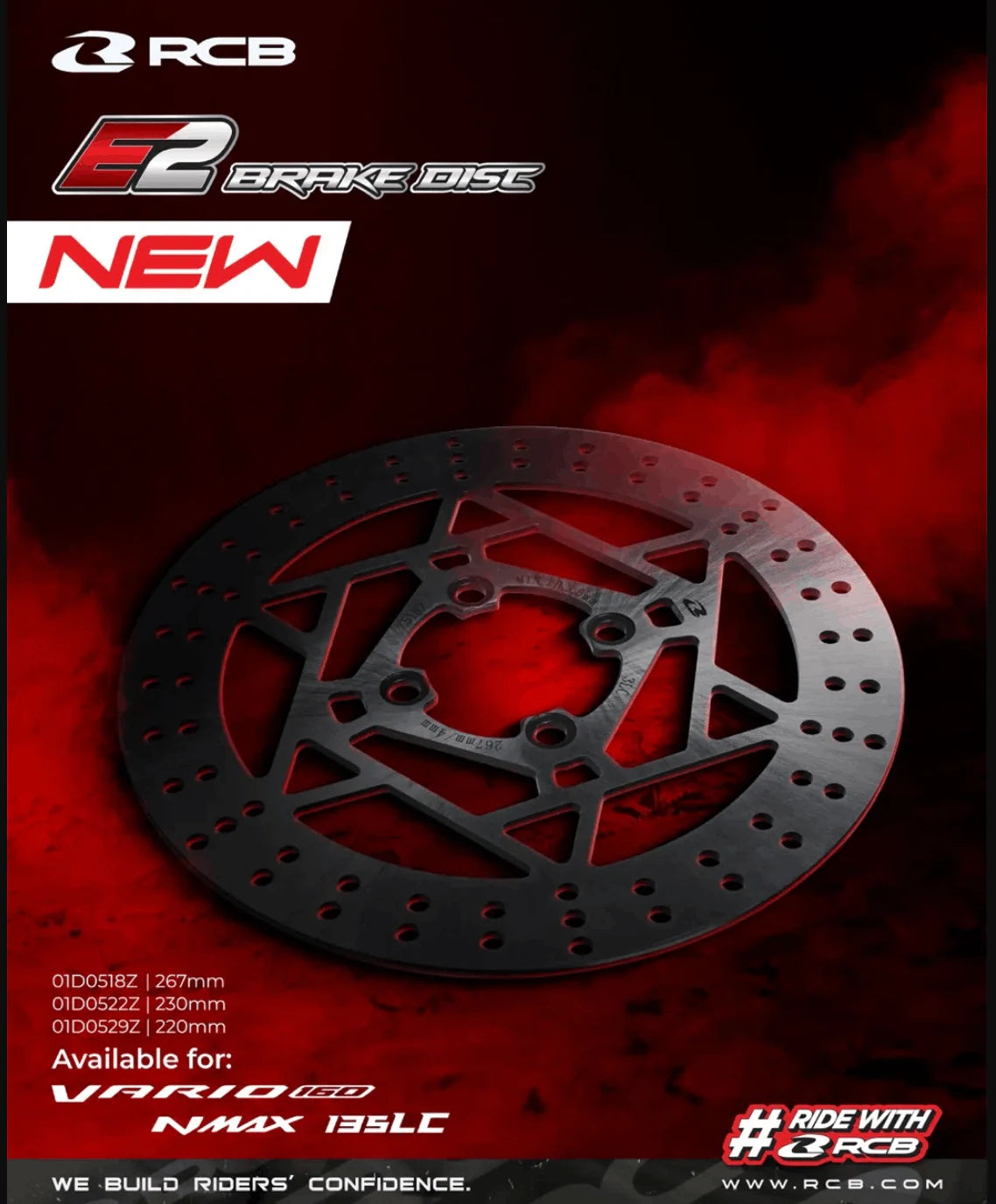 RCB Brake Disc E2 Series for Yamaha Aerox 155 230MM Front - 01D0522Z