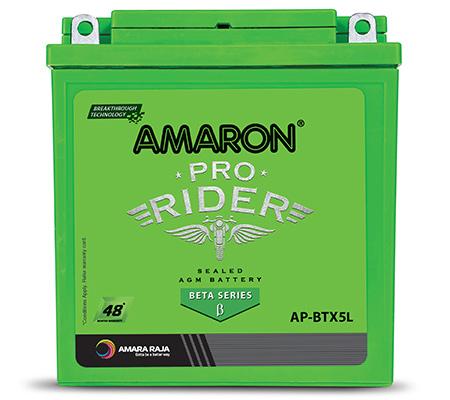 Amaron Pro Rider 12APBTX50 5Ah Two-Wheeler Battery | 48 Months Warranty