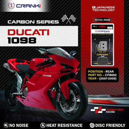 Crank1 Carbon Brake Pads For Ducati 1098 (2007-2009) - Rear - CFB662