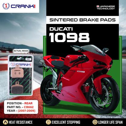 Crank1 Sintered Brake Pads For Ducati 1098 (2007-2009) - Rear - CB662