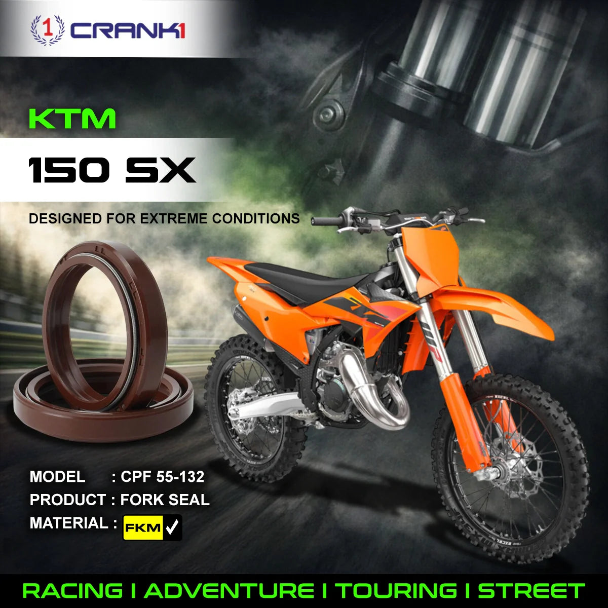 Crank1 Fork Oil Seals Pair For KTM 150 SX - CPF55-132