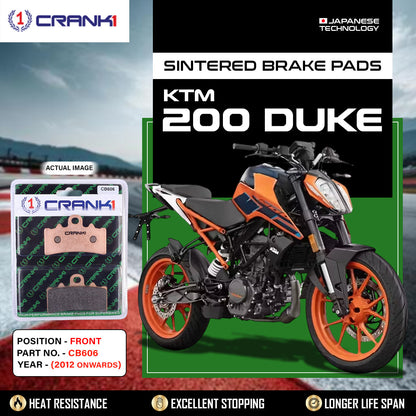 Crank1 Sintered Brake Pads For KTM 200 Duke (2012 Onwards) - Front - CB606