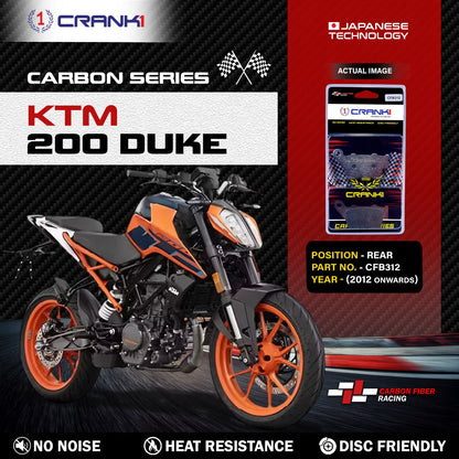 Crank1 Carbon Brake Pads For KTM 200 Duke (2012 Onwards) - Rear - CFB312