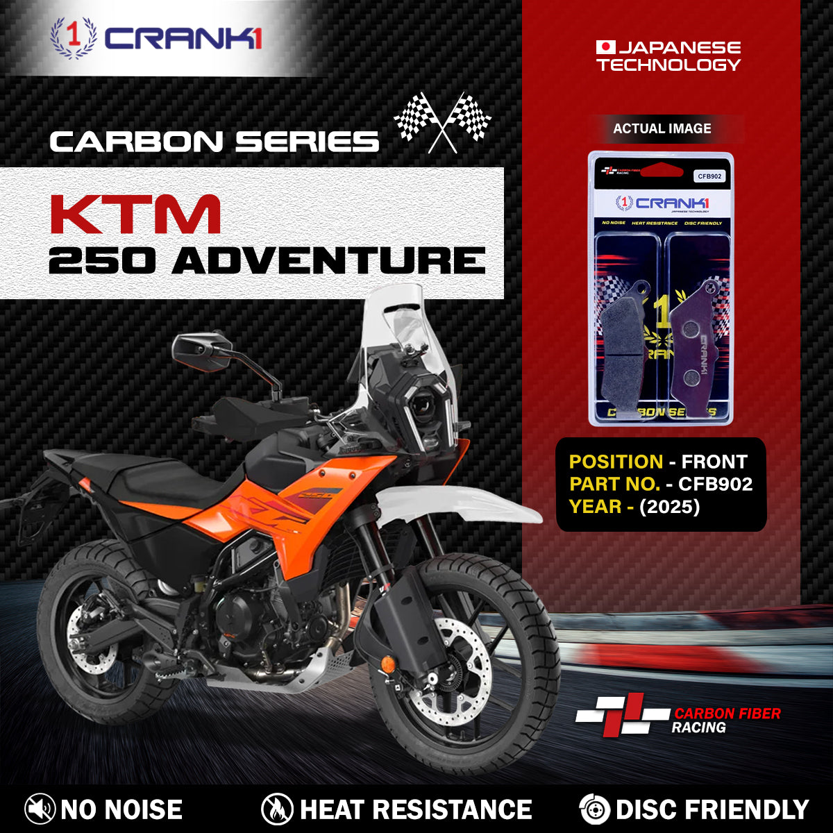 Crank1 Carbon Brake Pads For KTM 250 Adventure (2025) - Front - CFB902