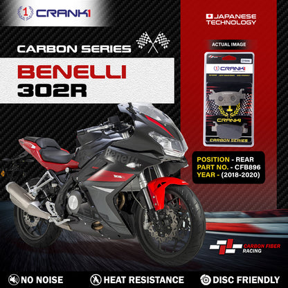 Crank1 Carbon Brake Pads For Benelli 302R (2018-2020) - Rear - CFB896