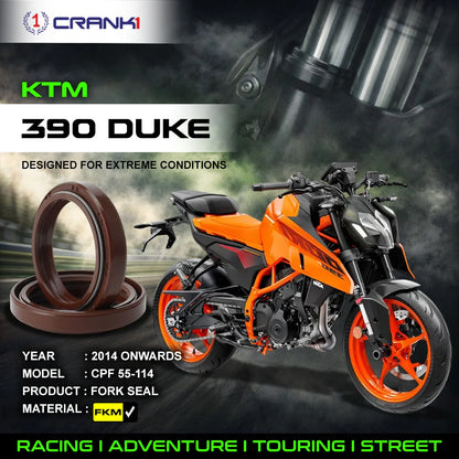 Crank1 Fork Oil Seals Pair For KTM 390 Duke (2014 Onwards) - CPF55-114