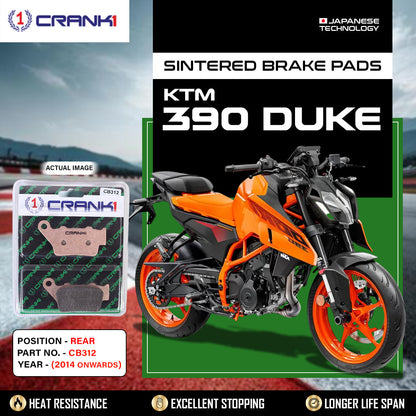 Crank1 Sintered Brake Pads For KTM 390 Duke (2014 Onwards) - Rear - CB312