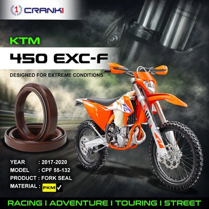 Crank1 Fork Oil Seals Pair For KTM 450 EXC-F (2017-2020) - CPF55-132