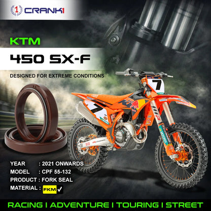Crank1 Fork Oil Seals Pair For KTM 450 SX-F (2021 Onwards) - CPF55-132