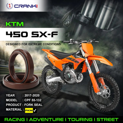 Crank1 Fork Oil Seals Pair For KTM 450 SX-F (2017-2020) - CPF55-132