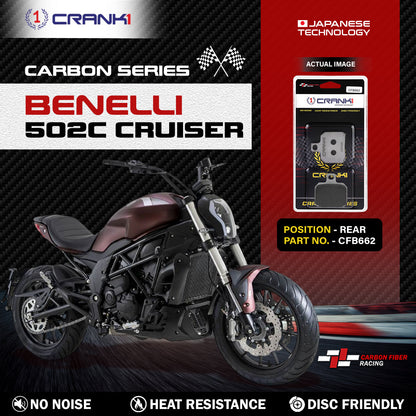 Crank1 Carbon Brake Pads For Benelli 502C Cruiser - Rear - CFB662