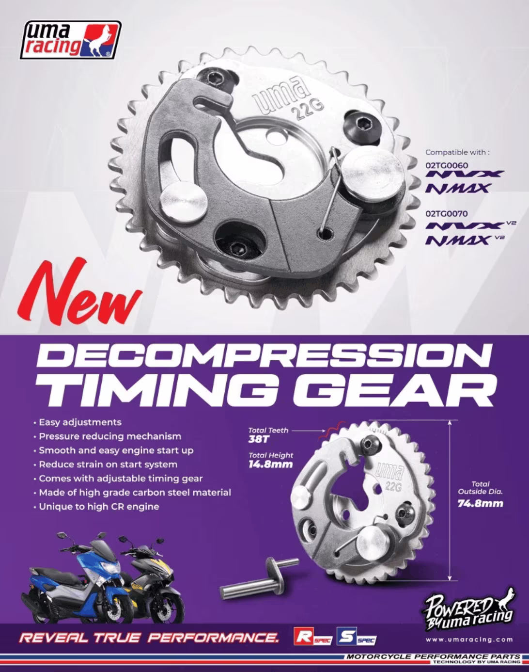 UMA Racing Timing Chain Gear for Yamaha Aerox 155 - 02TG0070