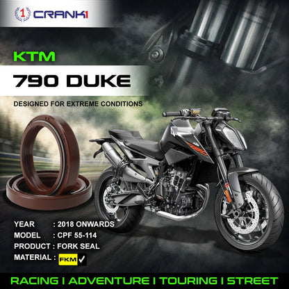 Crank1 Fork Oil Seals Pair For KTM 790 Duke (2018 Onwards) - CPF55-114