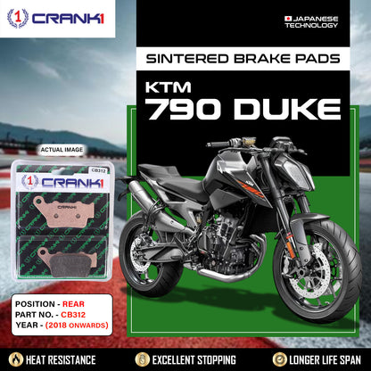 Crank1 Sintered Brake Pads For KTM 790 Duke (2018 Onwards) - Rear - CB312