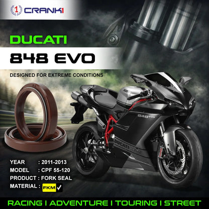 Crank1 Fork Oil Seals Pair For Ducati 848 EVO (2011-2013) - CPF55-120