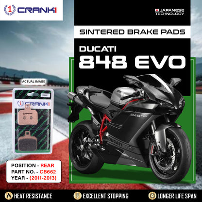 Crank1 Sintered Brake Pads For Ducati EVO 848 (2011-2013) - Rear - CB662