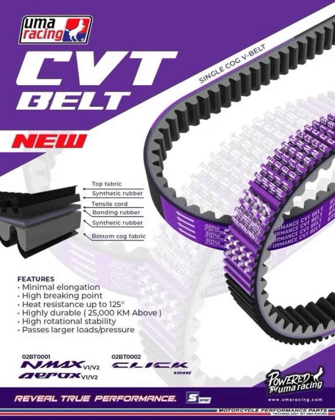 UMA Racing CVT Belt for Yamaha Aerox 155 - 02BT0001