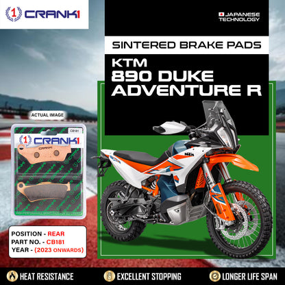 Crank1 Sintered Brake Pads For KTM 890 Duke Adventure R (2023 Onwards) - Rear - CB181