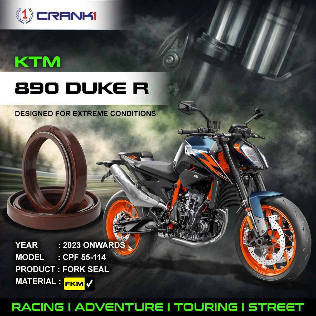 Crank1 Fork Oil Seals Pair For KTM 890 Duke R (2023 Onwards) - CPF55-114