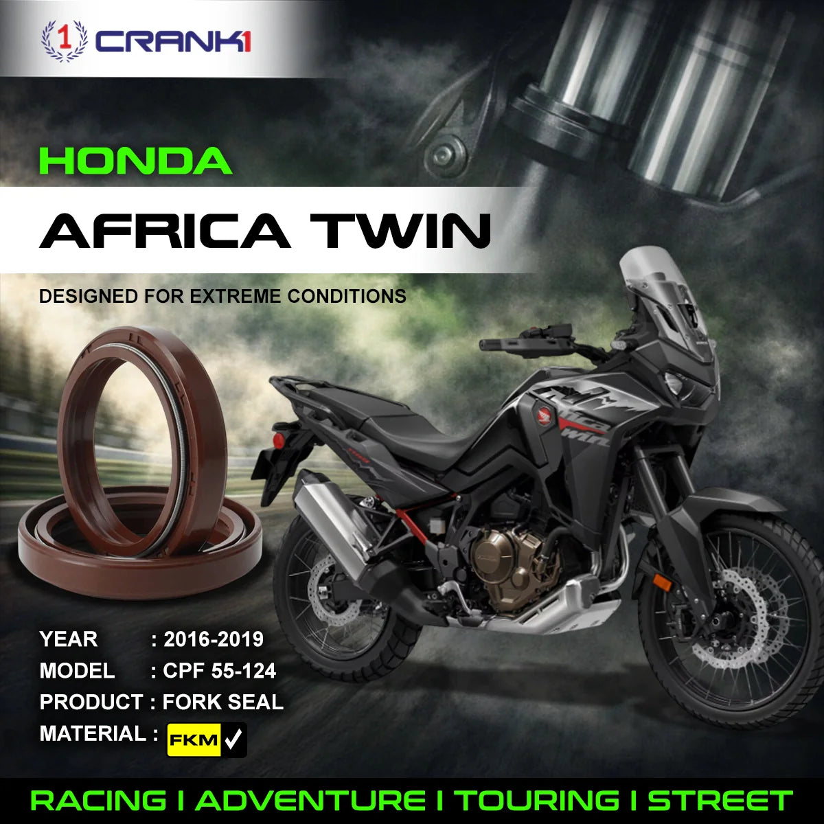 Crank1 Fork Oil Seals Pair For Honda Africa Twin (2016-2019) - CPF55-124