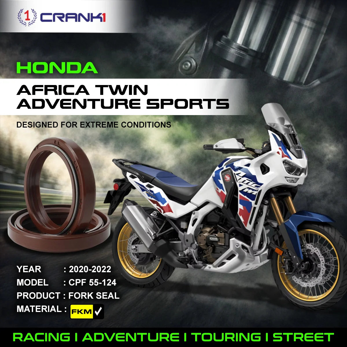 Crank1 Fork Oil Seals Pair For Honda Africa Twin Adventure Sports (2020-2022) - CPF55-124