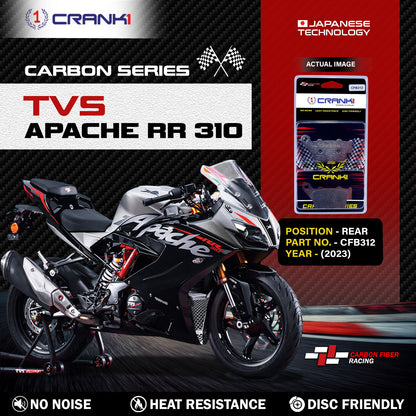Crank1 Carbon Brake Pads For TVS Apache RR 310 (2023) - Rear - CFB312