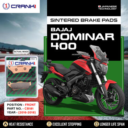 Crank1 Sintered Brake Pads For Bajaj Dominar 400 (2016-2018) - Front - CB181