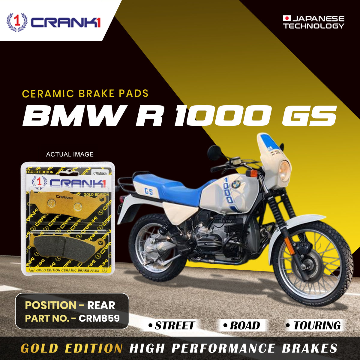 Crank1 Ceramic Brake Pads For BMW R 1000 GS - Rear - CRM859