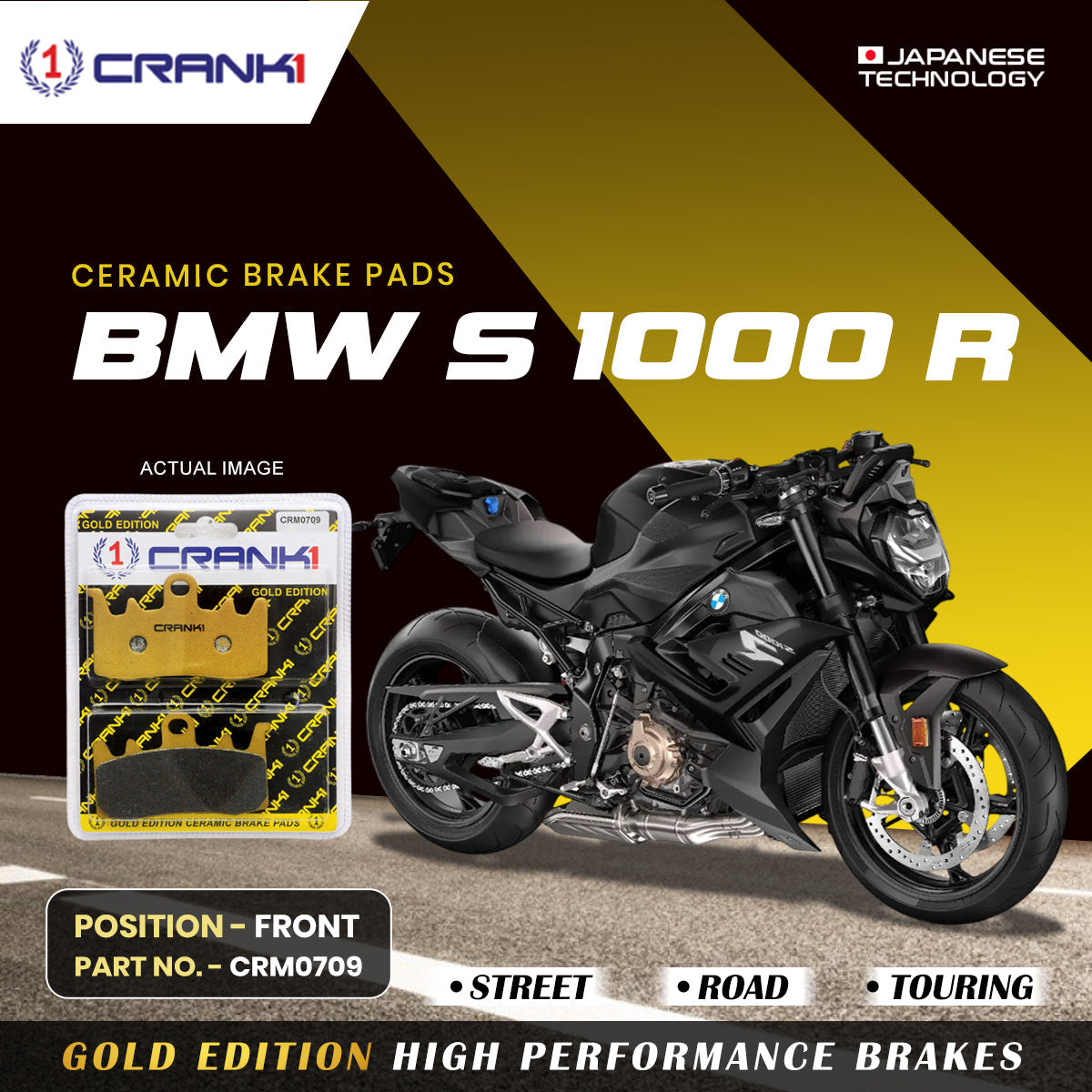 Crank1 Ceramic Brake Pads For BMW S 1000 R - Front - CRM0709 - 2 Sets