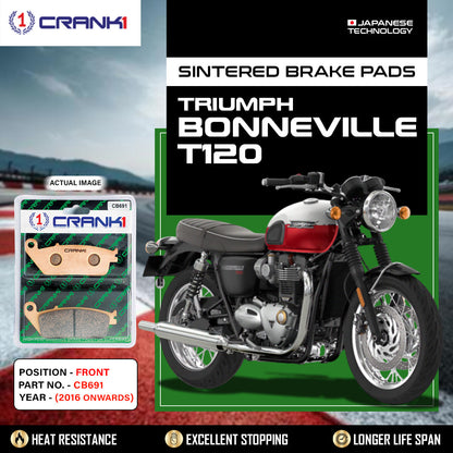 Crank1 Sintered Brake Pads For Triumph Bonneville T120 (2016 Onwards) - Front - CB691