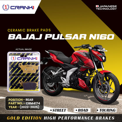 Crank1 Ceramic Brake Pads For Bajaj Pulsar N160 (2022-2025) - Rear - CRM4174