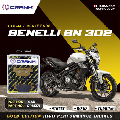 Crank1 Ceramic Brake Pads For Benelli BN 302 - Rear - CRM371 - 1 Set