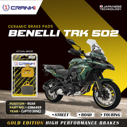 Crank1 Ceramic Brake Pads For Benelli TRK 502 (Upto 2016) - Rear - CRM469