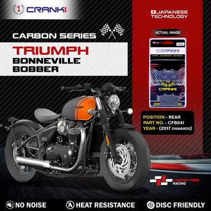 Crank1 Carbon Brake Pads For Triumph Bonneville Bobber (2017 Onwards) - Rear - CFB041