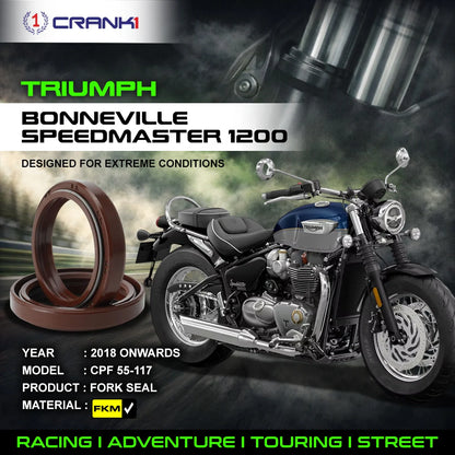 Crank1 Fork Oil Seals Pair For Triumph Bonneville Speedmaster 1200 (2018 Onwards) - CPF55-117