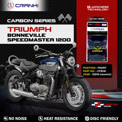 Crank1 Carbon Brake Pads For Triumph Bonneville Speedmaster 1200 (2018 Onwards) - Front - CFB181 - 2 Sets