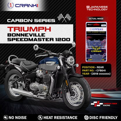 Crank1 Carbon Brake Pads For Triumph Bonneville Speedmaster 1200 (2018 Onwards) - Rear - CFB041