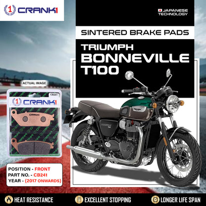Crank1 Sintered Brake Pads For Triumph Bonneville T100 (2017 Onwards) - Front - CB241