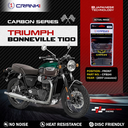 Crank1 Carbon Brake Pads For Triumph Bonneville T100 (2017 Onwards) - Front - CFB241
