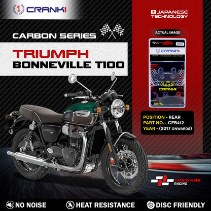 Crank1 Carbon Brake Pads For Triumph Bonneville T100 (2017 Onwards) - Rear - CFB412