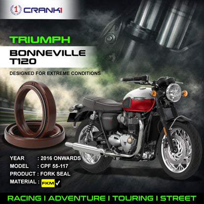 Crank1 Fork Oil Seals Pair For Triumph Bonneville T120 (2016 Onwards) - CPF55-117
