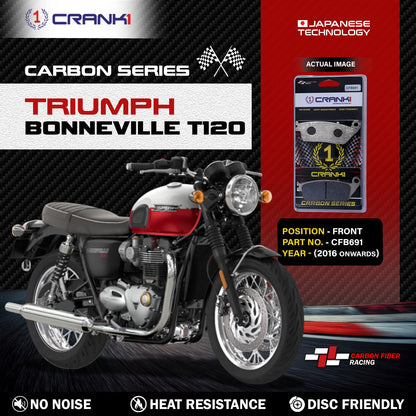 Crank1 Carbon Brake Pads For Triumph Bonneville T120 (2016 Onwards) - Front - CFB691