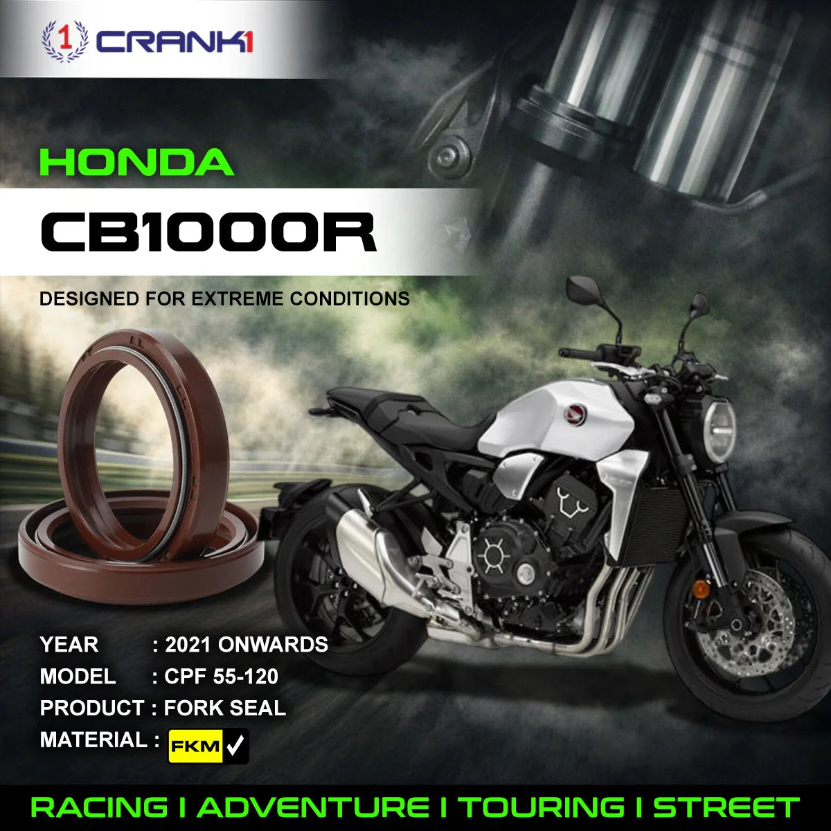Crank1 Fork Oil Seals Pair For Honda CB1000R (2021 Onwards) - CPF55-120