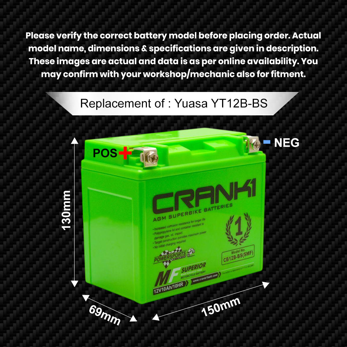 Crank1 Battery For Ducati Scrambler Desert Sled 800 (2015-2025) - CB12B-BS - Factory Activated