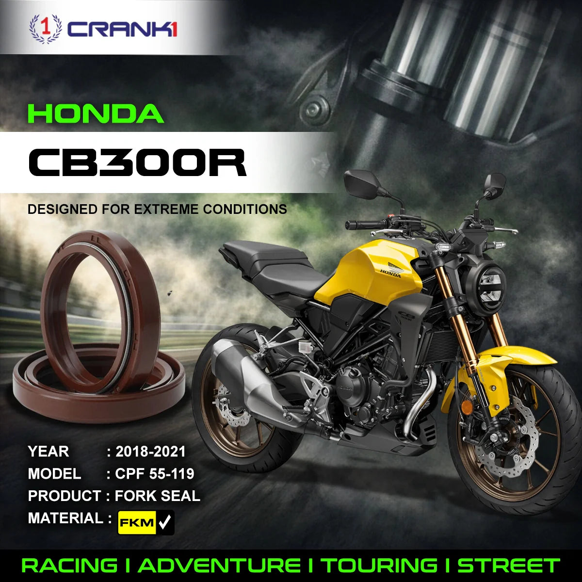 Crank1 Fork Oil Seals Pair For Honda CB300R (2018-2021) - CPF55-119