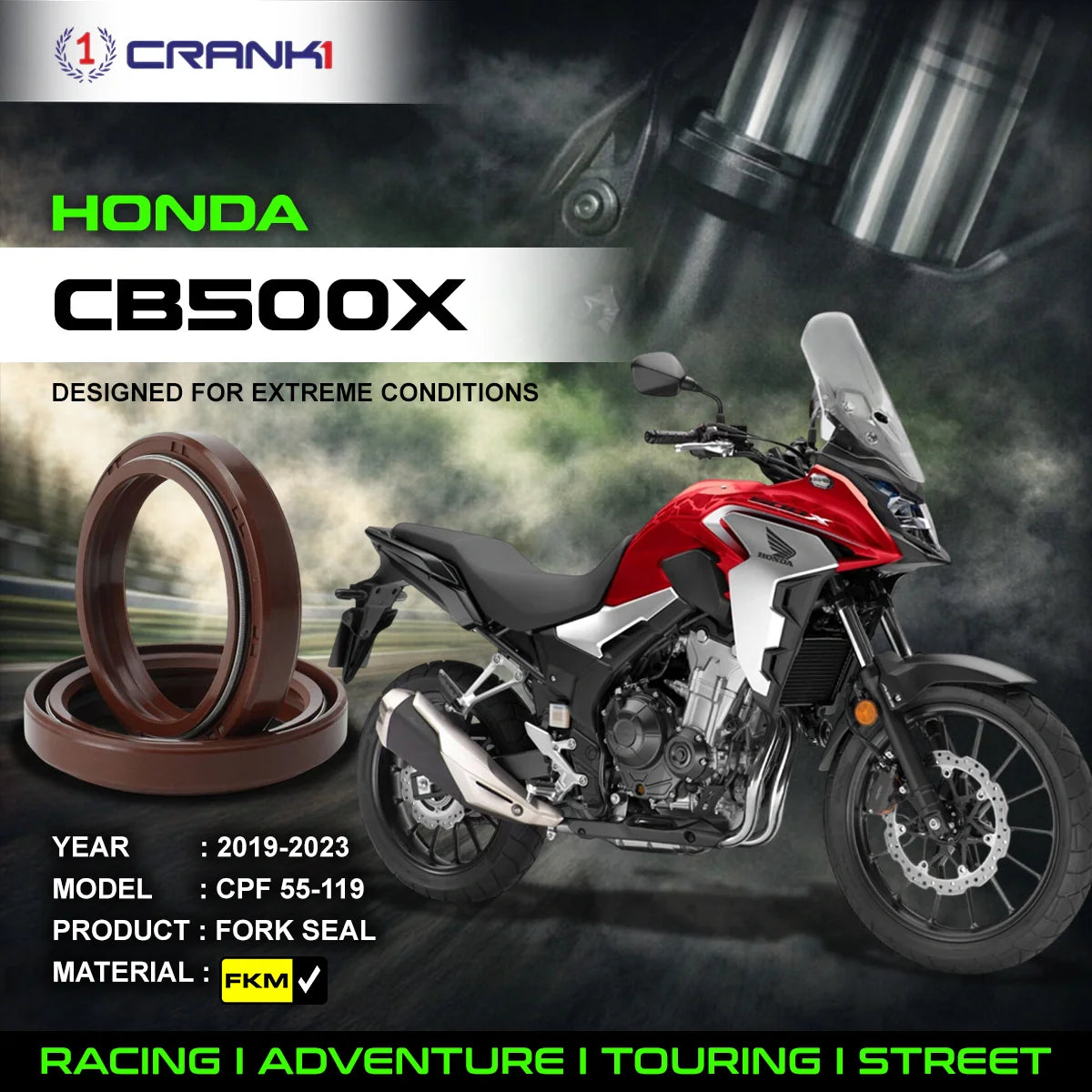 Crank1 Fork Oil Seals Pair For Honda CB500X (2019-2023) - CPF55-119