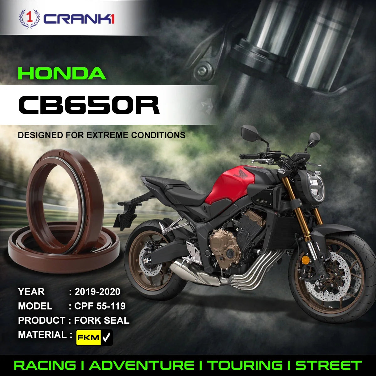 Crank1 Fork Oil Seals Pair For Honda CB650R (2019-2020) - CPF55-119