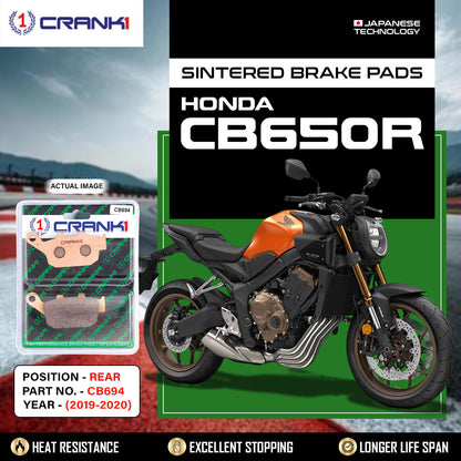 Crank1 Sintered Brake Pads For Honda CB650R  (2019-2020) - Rear - CB694
