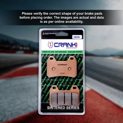 Crank1 Sintered Brake Pads For Benelli TRK 502 (2021 Onwards) - Front - CB706 - 2 Sets