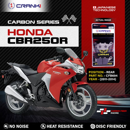 Crank1 Carbon Brake Pads For Honda CBR250R (2011-2014) - Rear - CFB694